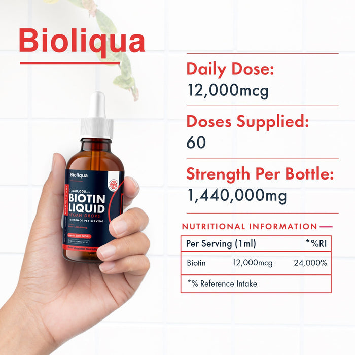 Liquid Biotin Vegan Vitamin Drops  | 60ml | 1440mg